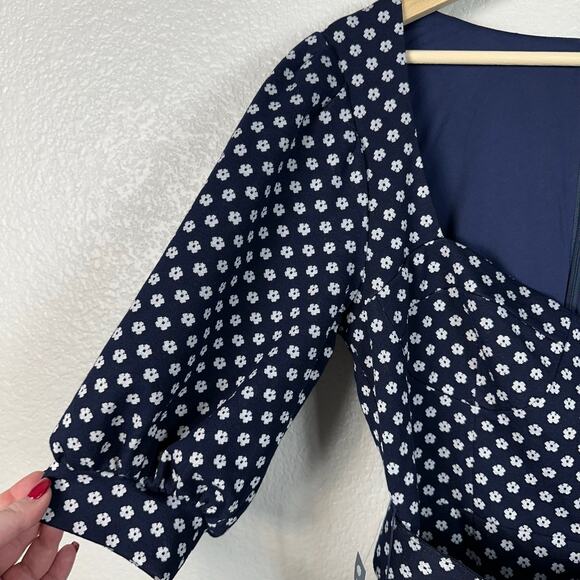 Hutch NWT by Anthropologie Women’s Jenessa Floral Flounce Mini Dress Navy Blue 8 - Picture 6 of 16